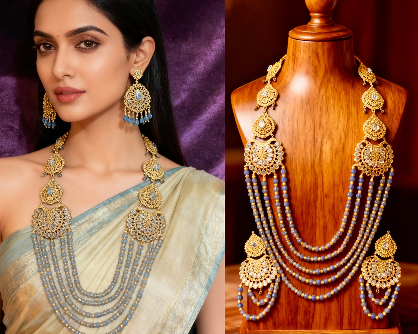 saburii kundan moti necklace set