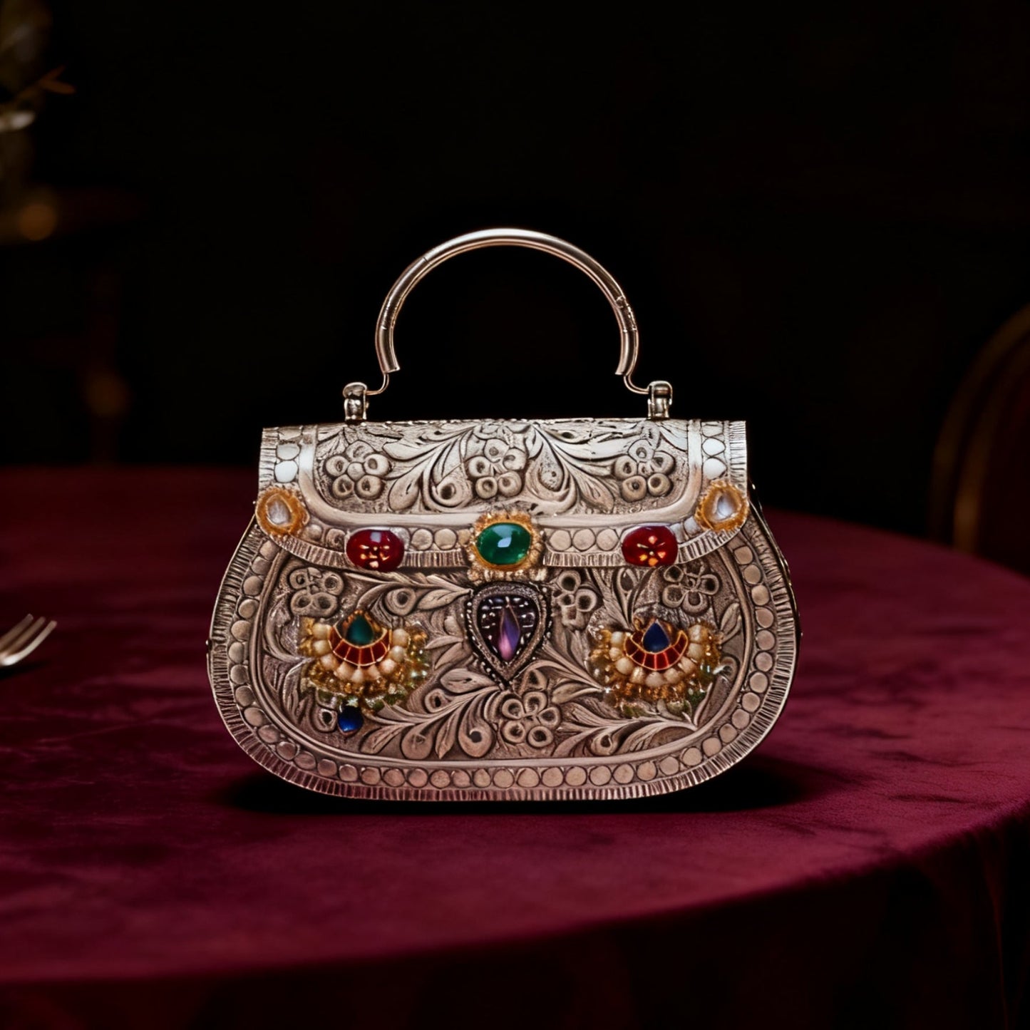 Silver Metal Clutch bag