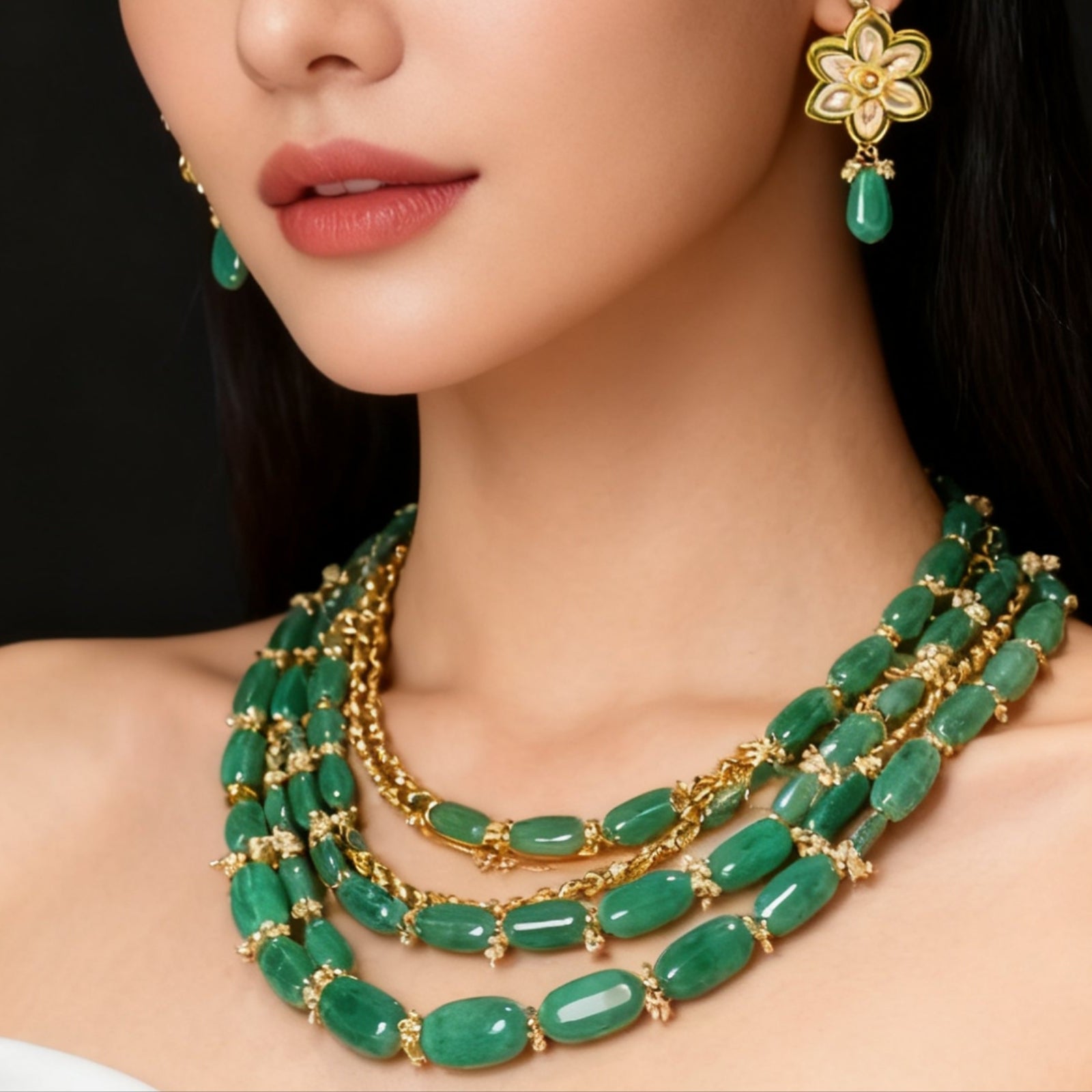 Saburri green stone necklace