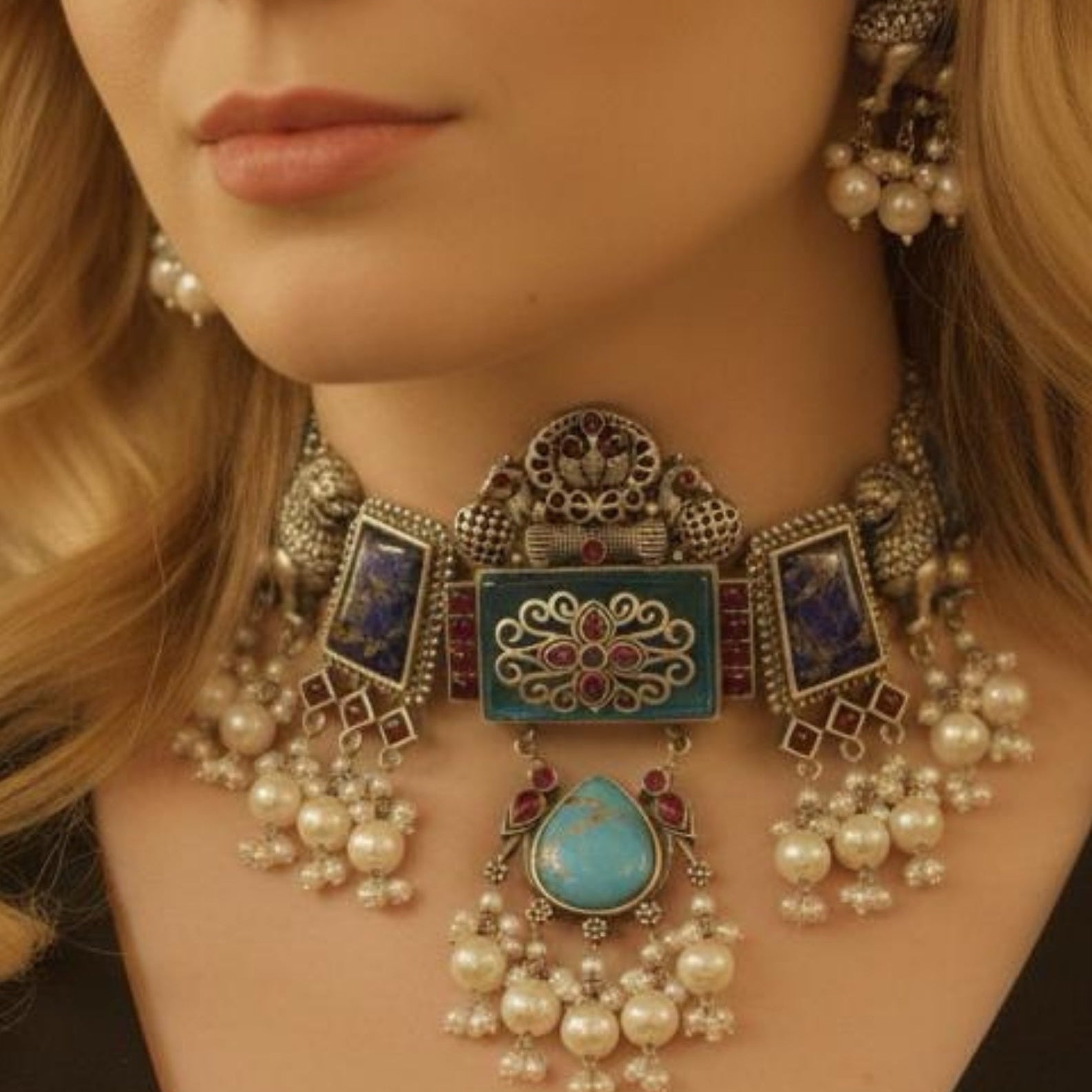 saburi turkish jade necklace set
